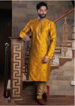 Yellow Gold Color Silk Kurta Set